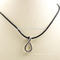 Lucky Silver Metal 8 Shape Necklace With Leather Cord